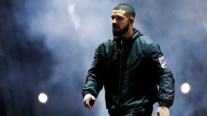 Drake performing live on stage, 2018